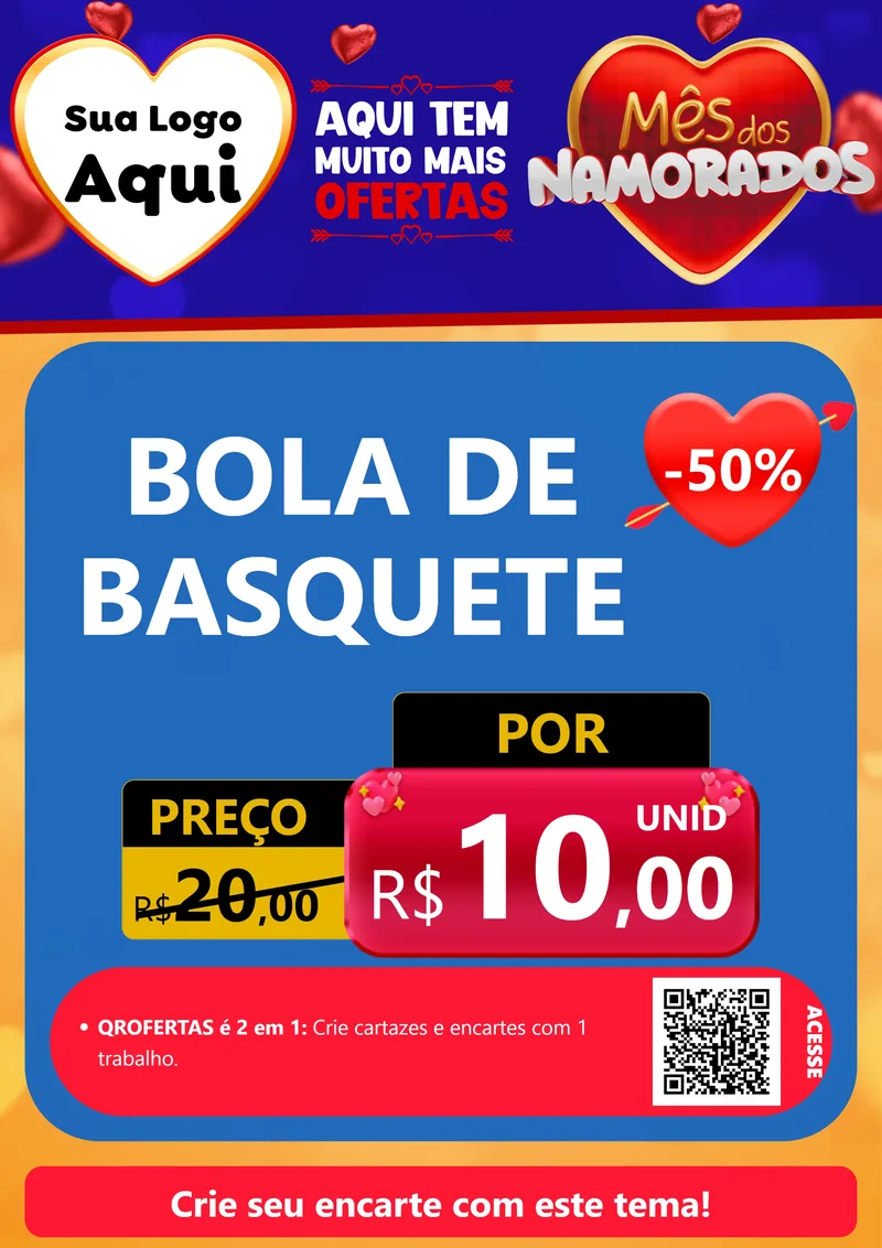 Modelo de Cartaz para Cartaz A4 Vertical com o tema Mês dos Namorados para Artigos Esportivos