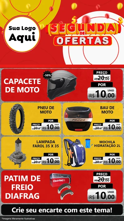 Modelo de TV para TV Vertical com o tema Segunda de Ofertas para Moto peças