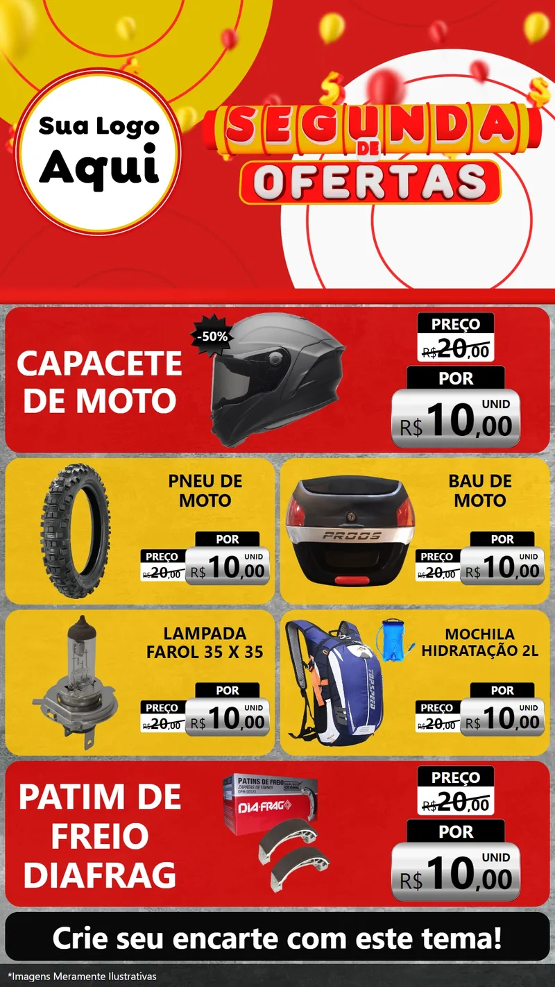Modelo de TV para TV Vertical com o tema Segunda de Ofertas para Moto peças