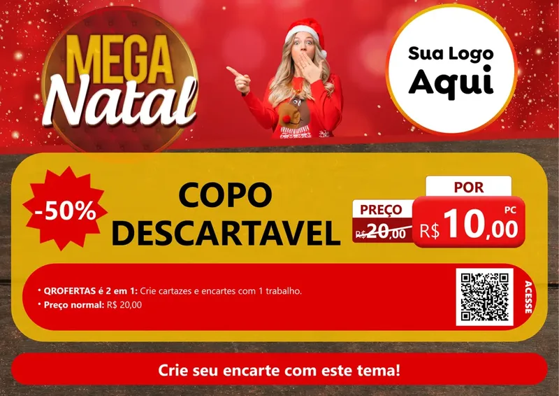Modelo de Cartaz para Cartaz A4 Horizontal com o tema Mega Natal para Embalagens