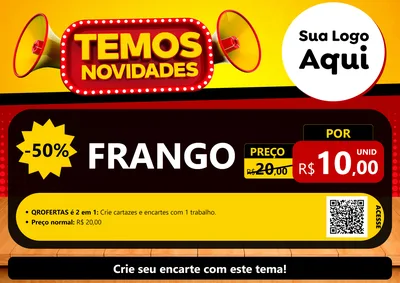 Modelo de Cartaz para Cartaz A4 Horizontal com o tema Temos Novidades para Assados