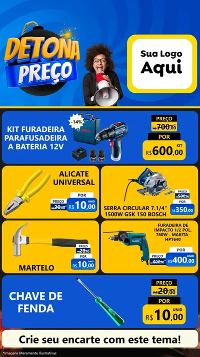 Modelo de TV para TV Vertical com o tema Detona Preços para Maquinas e Ferramentas