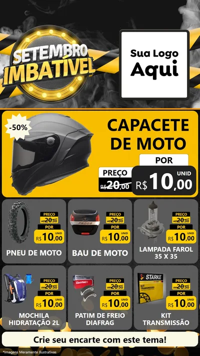 Modelo de Rede Social para Stories com o tema Setembro Imbatível para Moto peças
