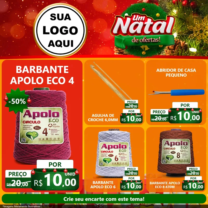 Modelo de Rede Social para Feed Facebook com o tema Um Natal de Ofertas para Armarinho e Aviamentos
