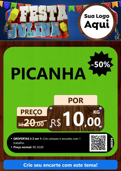 Modelo de Cartaz para Cartaz A4 Vertical com o tema Festa Julina para Açougue