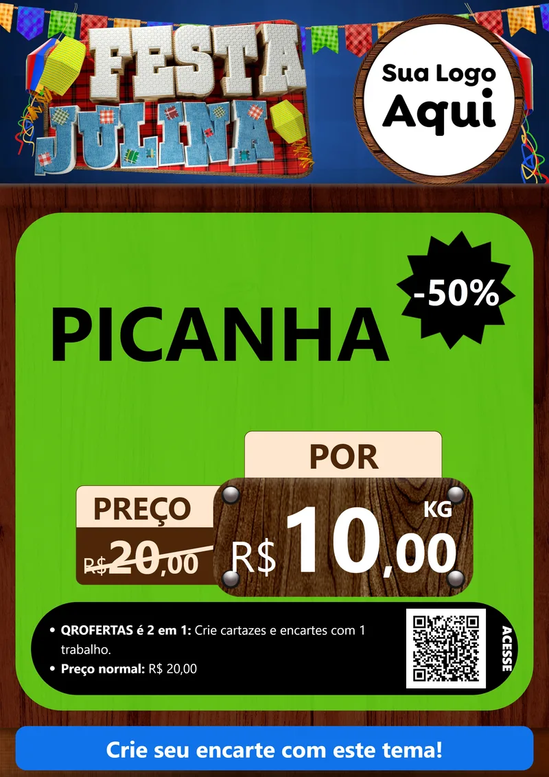 Modelo de Cartaz para Cartaz A4 Vertical com o tema Festa Julina para Açougue