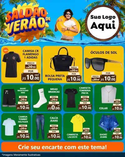 Modelo de Rede Social para Feed Instagram com o tema Saldão de Verão para Roupas e acessórios
