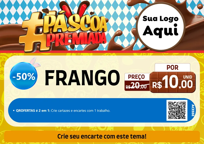 Modelo de Cartaz para Cartaz A4 Horizontal com o tema Páscoa Premiada para Assados
