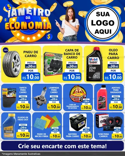 Modelo de Rede Social para Feed Instagram com o tema Janeiro da Economia para Auto peças