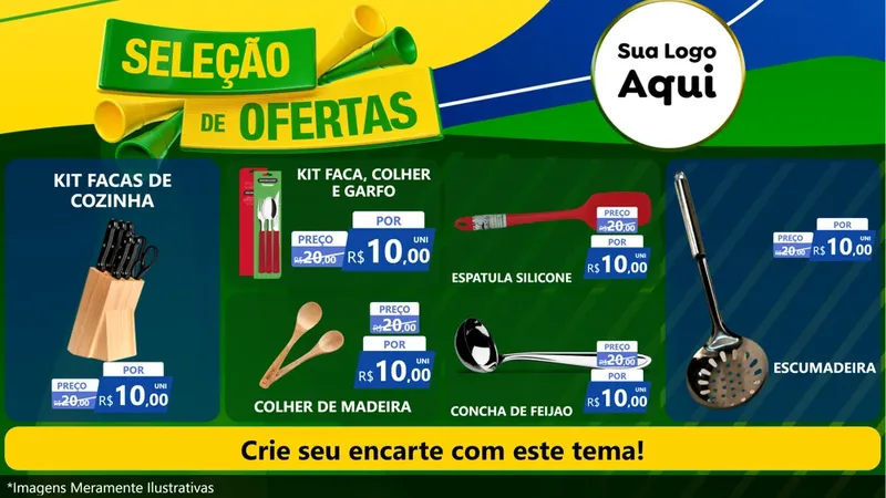 Modelo de TV para TV Horizontal com o tema Seleção de Ofertas - Copa para Utilidades Domésticas