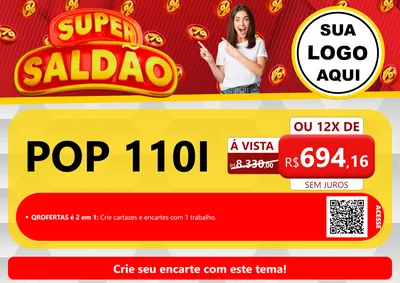 Modelo de Cartaz para Cartaz A4 Horizontal com o tema Super Saldão para Concessionaria de Motos