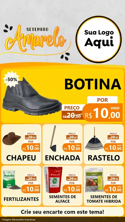 Modelo de Rede Social para Stories com o tema Setembro Amarelo para Agropecuária