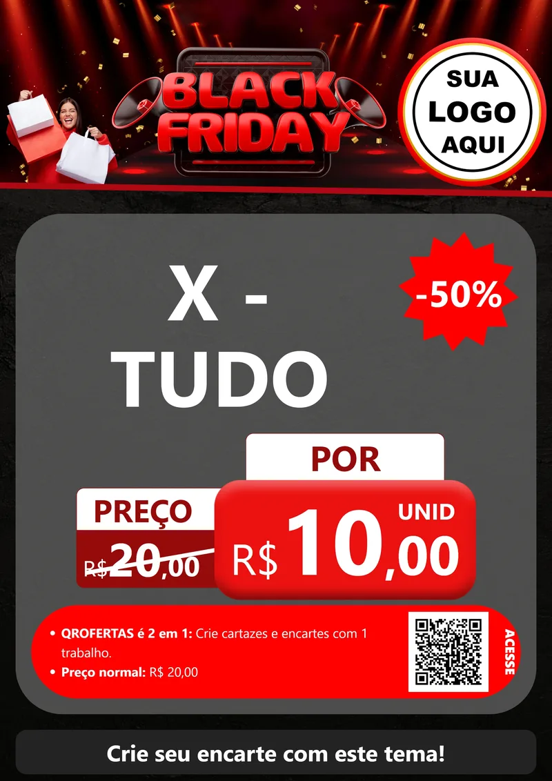 Modelo de Cartaz para Cartaz A4 Vertical com o tema Black Friday para Hamburgueria