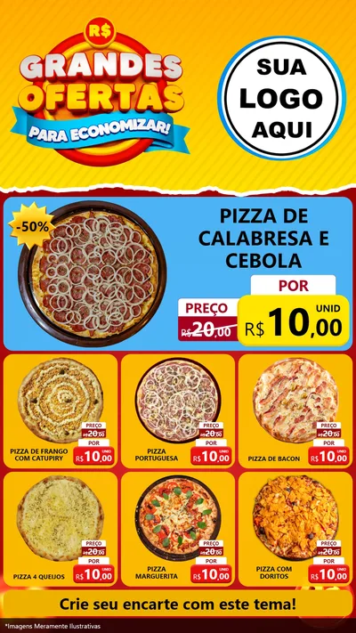 Modelo de Rede Social para Stories com o tema Grandes Ofertas Para Economizar! para Pizzaria