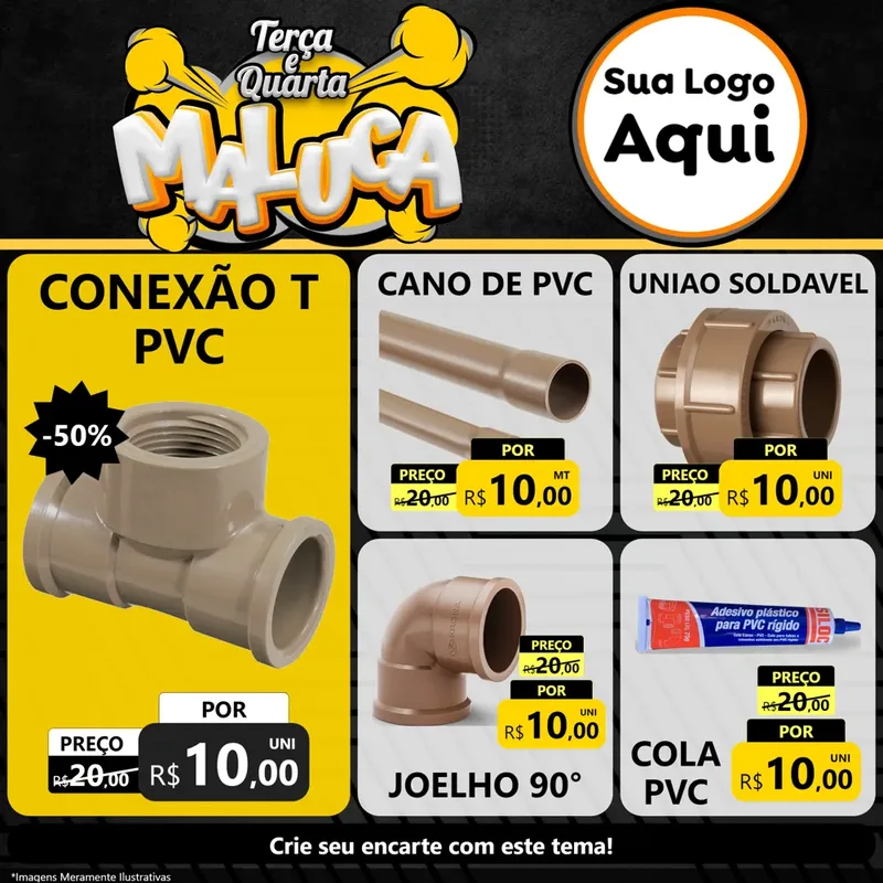 Modelo de Rede Social para Feed Facebook com o tema Terça e Quarta Maluca para Tubos e conexões