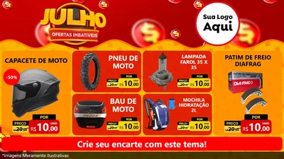 Modelo de TV para TV Horizontal com o tema Julho Ofertas Imbatíveis para Moto peças