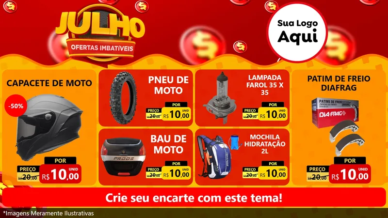 Modelo de TV para TV Horizontal com o tema Julho Ofertas Imbatíveis para Moto peças