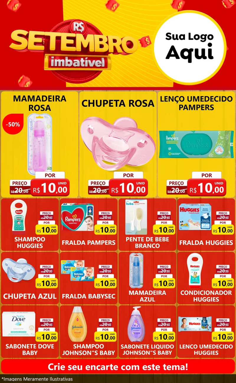 Modelo de Encarte para Encarte Grande com o tema Setembro Imbatível para Bebês