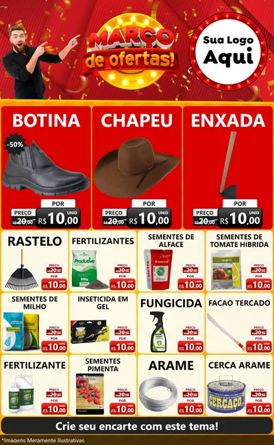 Modelo de Encarte para Encarte Grande com o tema Março de Ofertas! para Agropecuária