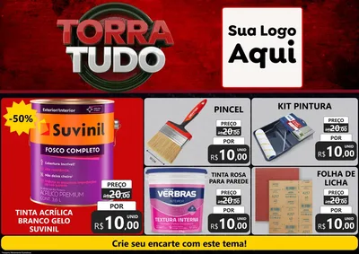 Modelo de Encarte para Encarte A4 Horizontal com o tema Torra Tudo para Tintas e Ferramentas