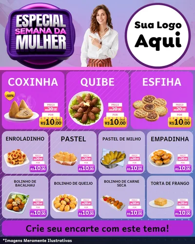 Modelo de Rede Social para Feed Instagram com o tema Especial Semana da Mulher para Salgadaria