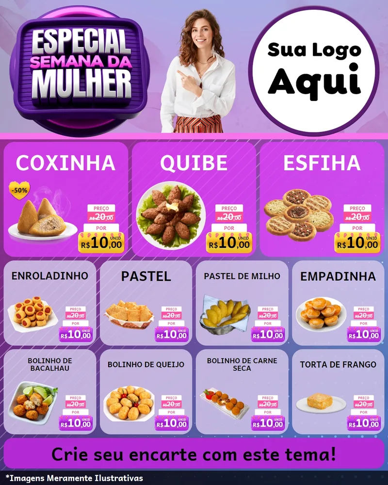 Modelo de Rede Social para Feed Instagram com o tema Especial Semana da Mulher para Salgadaria