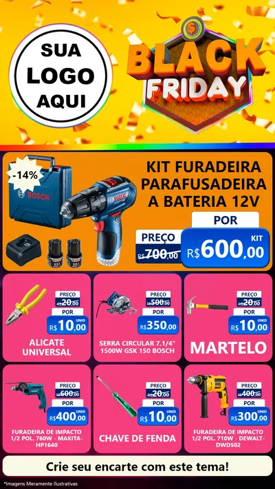 Modelo de Rede Social para Stories com o tema Black Friday para Maquinas e Ferramentas
