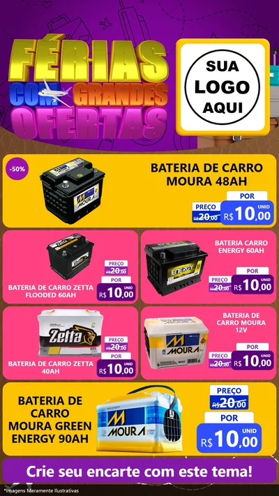 Modelo de TV para TV Vertical com o tema Férias com Grandes Ofertas para Baterias Elétricas