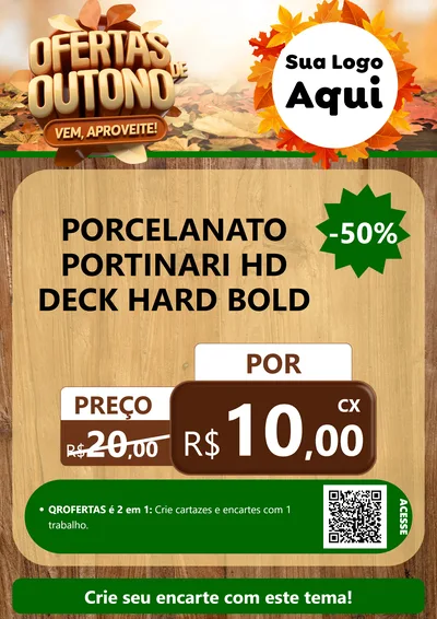 Modelo de Cartaz para Cartaz A4 Vertical com o tema Ofertas de Outono - Vem, Aproveite! para Pisos e revestimentos