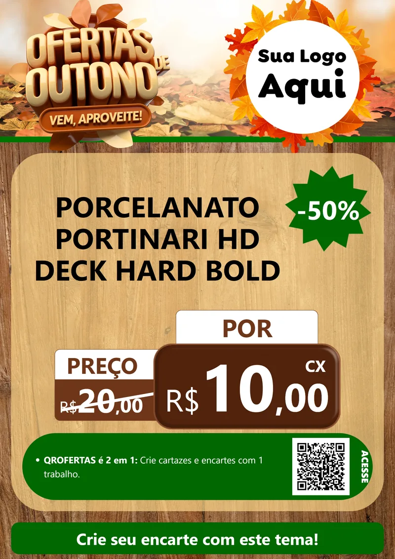 Modelo de Cartaz para Cartaz A4 Vertical com o tema Ofertas de Outono - Vem, Aproveite! para Pisos e revestimentos