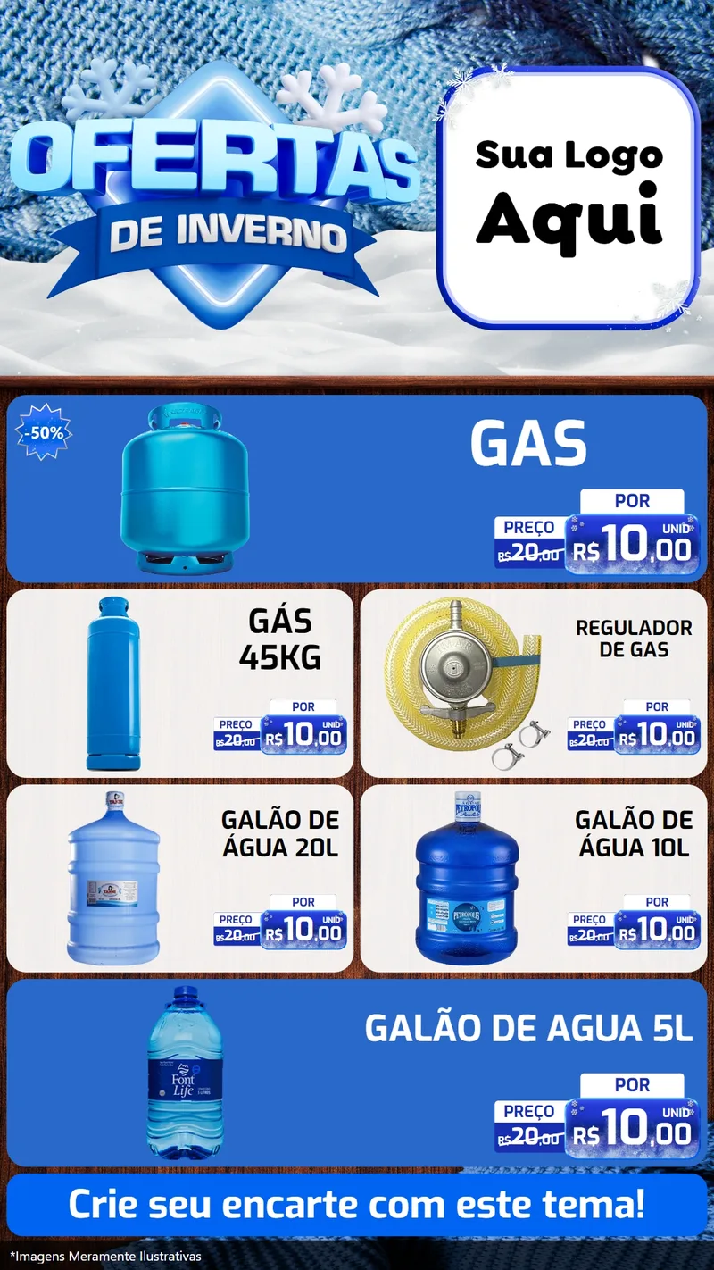 Modelo de TV para TV Vertical com o tema Ofertas de Inverno para Água e gás