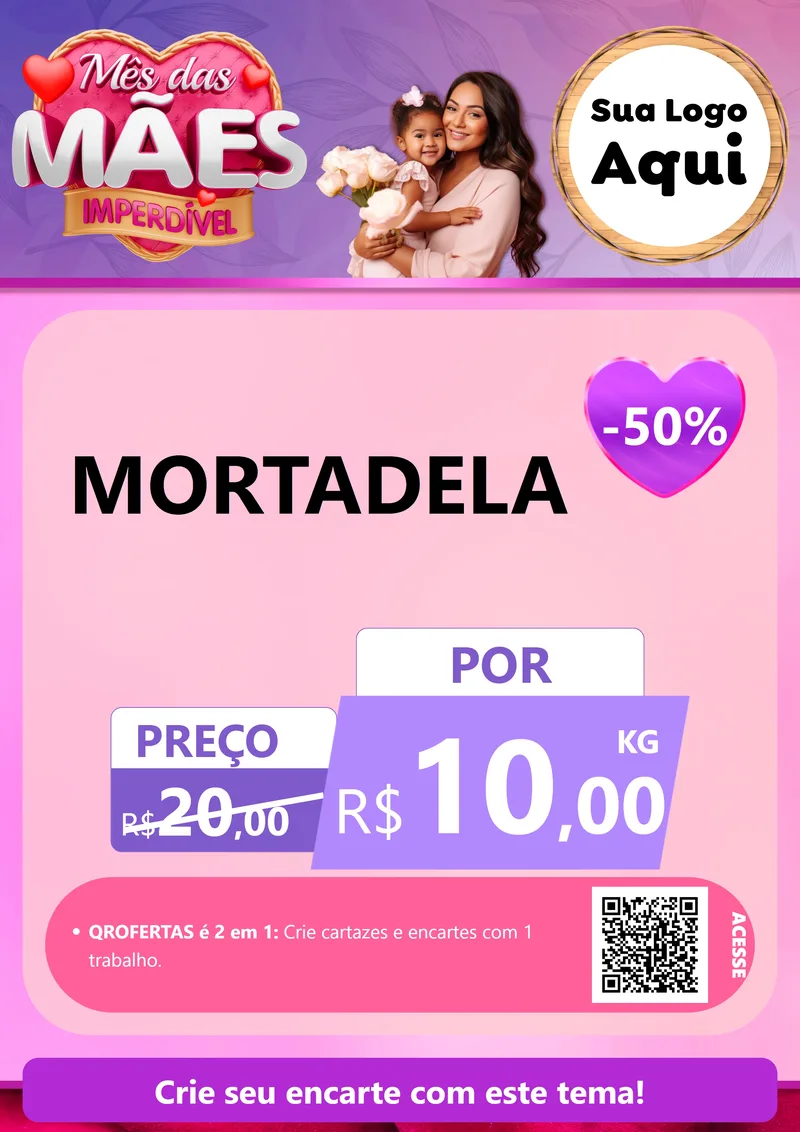 Modelo de Cartaz para Cartaz A4 Vertical com o tema Mês das Mães Imperdível para Frios e Laticínios