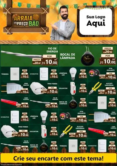 Modelo de Encarte para Encarte A4 Vertical com o tema Arraiá do preço bão para Materiais Elétricos