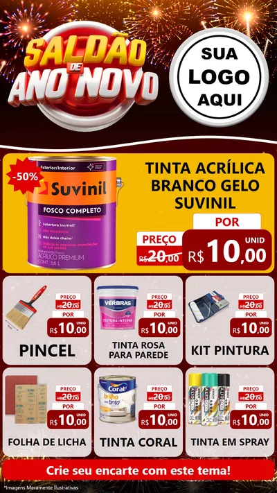 Modelo de Rede Social para Stories com o tema Saldão de Ano Novo para Tintas e Ferramentas