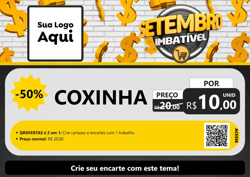 Modelo de Cartaz para Cartaz A4 Horizontal com o tema Setembro Imbatível para Salgadaria