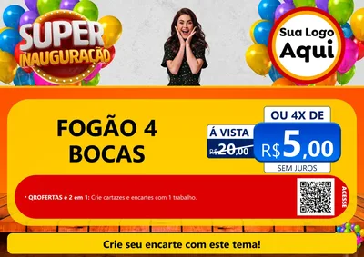 Modelo de Cartaz para Cartaz A4 Horizontal com o tema Super Inauguração para Móveis e Eletro