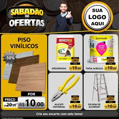 Modelo de Rede Social para Feed Facebook com o tema Sabadão de Ofertas para Material para Construção