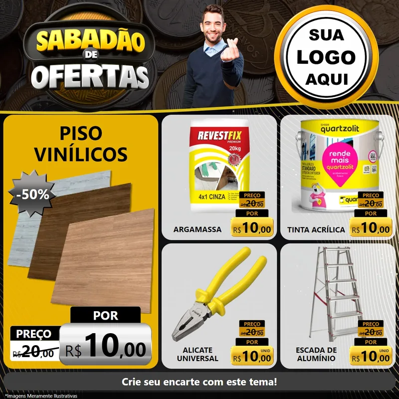Modelo de Rede Social para Feed Facebook com o tema Sabadão de Ofertas para Material para Construção