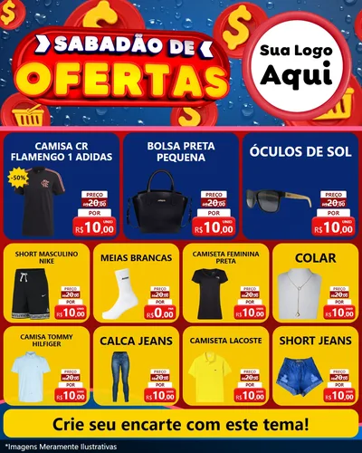 Modelo de Rede Social para Feed Instagram com o tema Sabadão de Ofertas para Roupas e acessórios