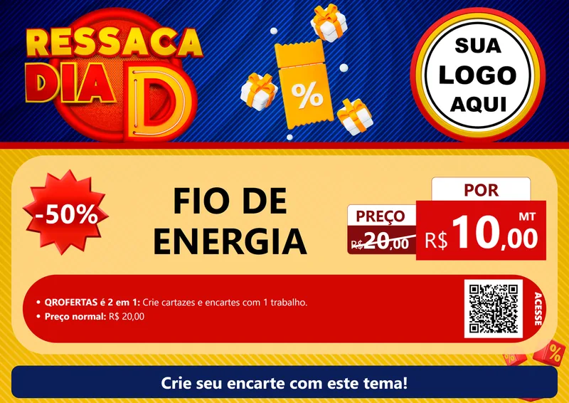 Modelo de Cartaz para Cartaz A4 Horizontal com o tema Ressaca Dia D para Materiais Elétricos