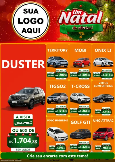 Modelo de Encarte para Encarte A4 Vertical com o tema Um Natal de Ofertas para Concessionaria de Carros