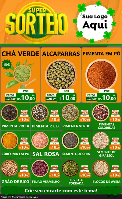 Modelo de Encarte para Encarte Grande com o tema Super Sorteio para Produtos Naturais