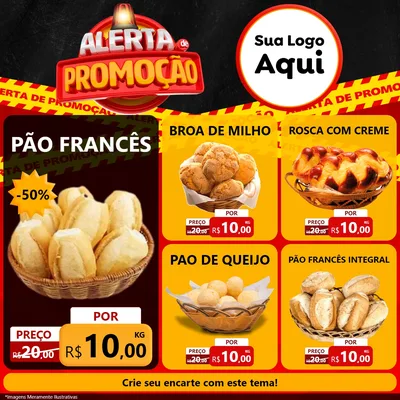 Modelo de Rede Social para Feed Facebook com o tema Alerta de Promoção para Padaria