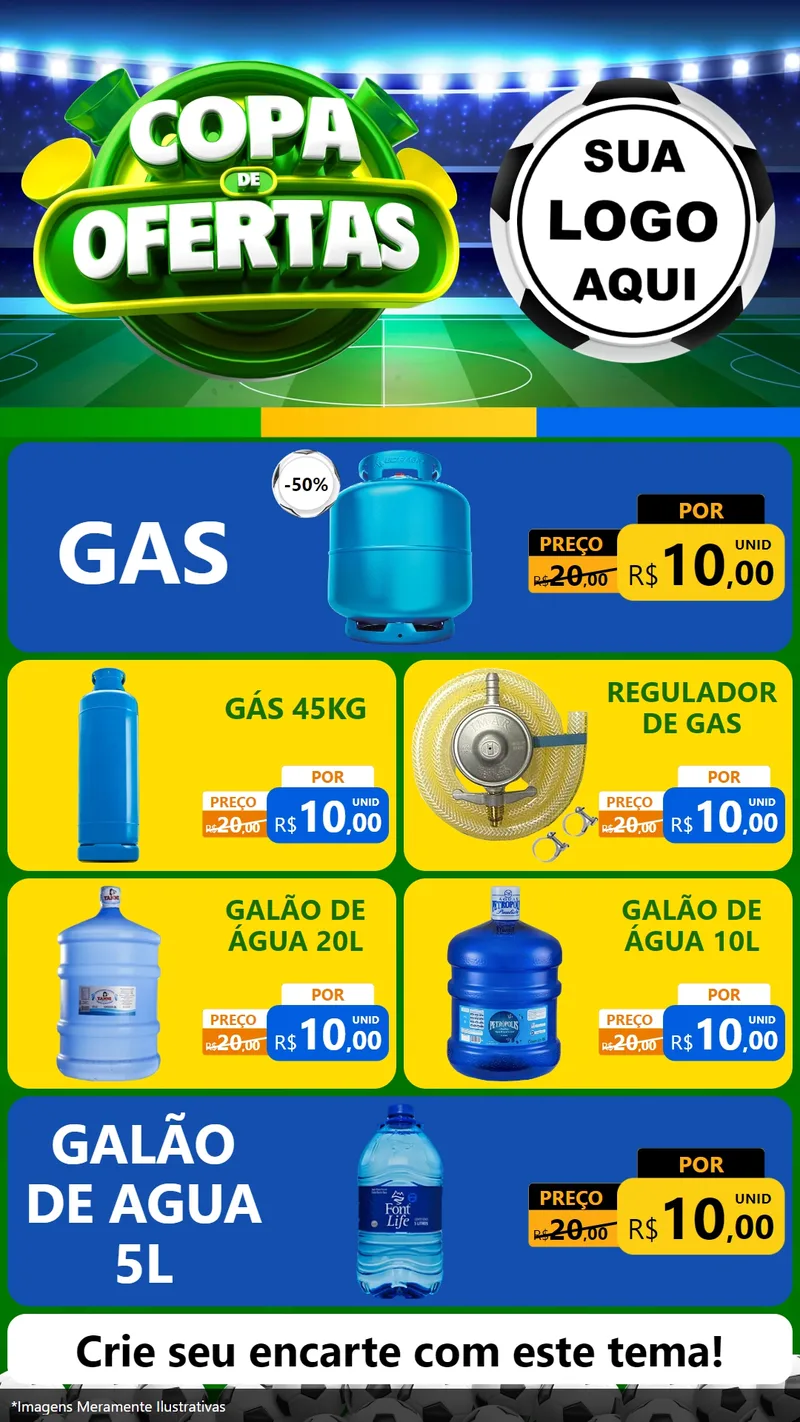 Modelo de TV para TV Vertical com o tema Copa de Ofertas para Água e gás