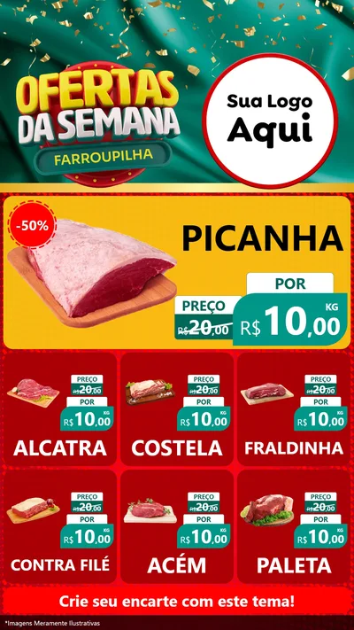Modelo de Rede Social para Stories com o tema Ofertas da Semana Farroupilha para Açougue