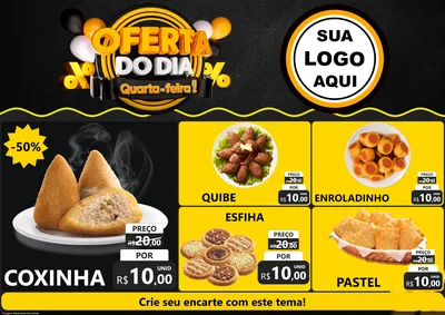 Modelo de Encarte para Encarte A4 Horizontal com o tema Oferta do Dia - Quarta Feira! para Salgadaria