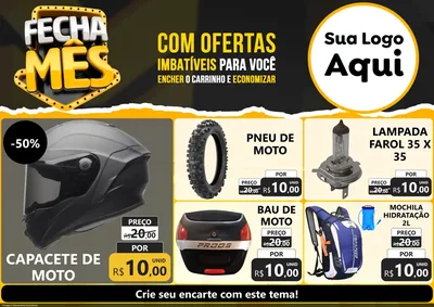 Modelo de Encarte para Encarte A4 Horizontal com o tema Fecha Mês para Moto peças