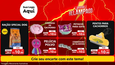 Modelo de TV para TV Horizontal com o tema Ofertas Relâmpago para Pet Shop