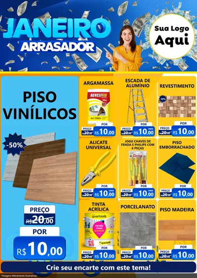 Modelo de Encarte para Encarte A4 Vertical com o tema Janeiro Arrasador para Material para Construção