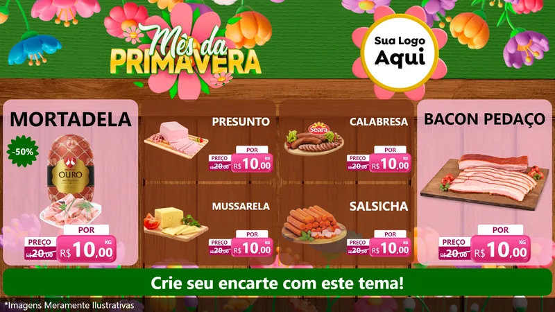 Modelo de TV para TV Horizontal com o tema Mês da Primavera para Frios e Laticínios